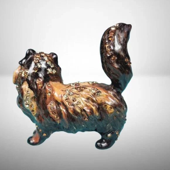 Jay Strongwater Persian Cat Maggie Mini Figurine With Swarovski Crystals - Picture 3 of 9